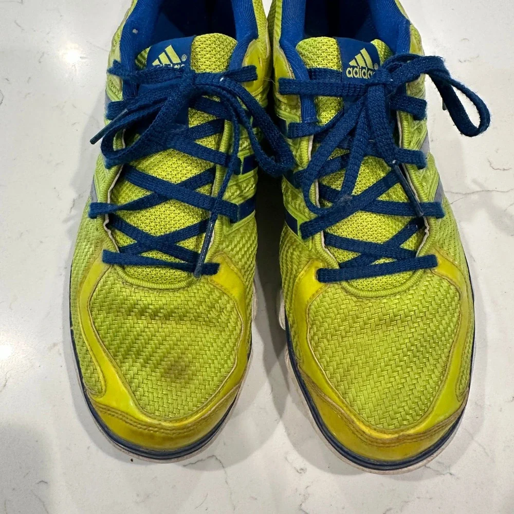Adidas Mens Running Shoes Neon Lime Green Blue G59087 Low Top Sneakers Size 9.5